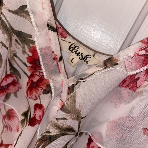 Hint of BLUSH Maxi Dress White Pink Floral Print Size Large - Picture 6 of 9